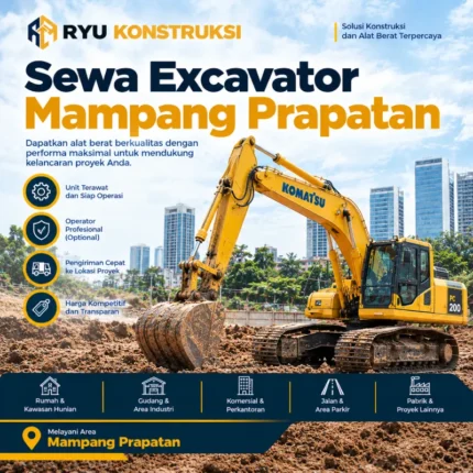 jasa sewa excavator mampang prapatan dari ryu konstruksi
