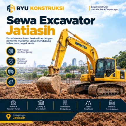 jasa sewa sewa excavator jatiasih per jam termurah dari ryu konstruksi
