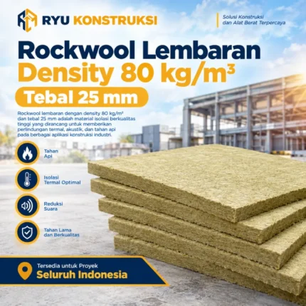 Jual Rockwool Lembaran Density 80 kg/m³ Tebal 25 mm