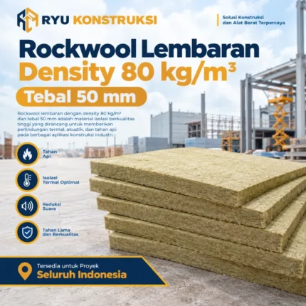 Jual Rockwool Lembaran Density 80 kg/m³ Tebal 50 mm