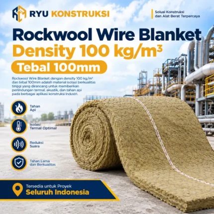 Jual Rockwool Wire Blanket Density 100 kg/m³ Tebal 100mm