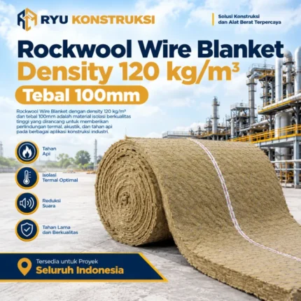 Jual Rockwool Wire Blanket Density 120 kg/m³ Tebal 100mm