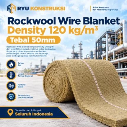 Jual Rockwool Wire Blanket Density 120 kg/m³ Tebal 50mm