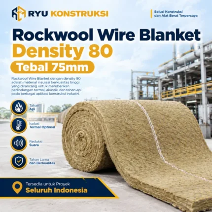 Jual Rockwool Wire Blanket Density 80 Tebal 75mm