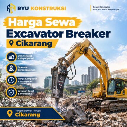 Harga Sewa Excavator Breaker Cikarang Per Jam dari Ryu Konstruksi