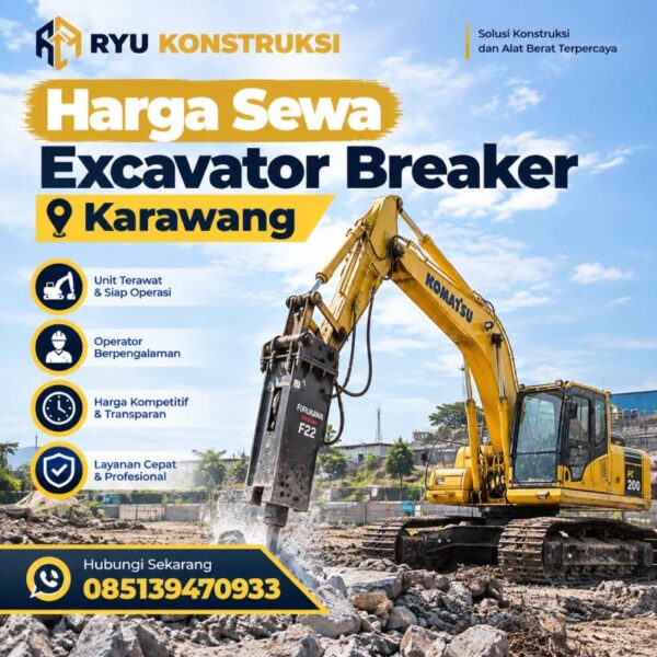 Harga Sewa Excavator Breaker Karawang Per Jam - Ryu Konstruksi